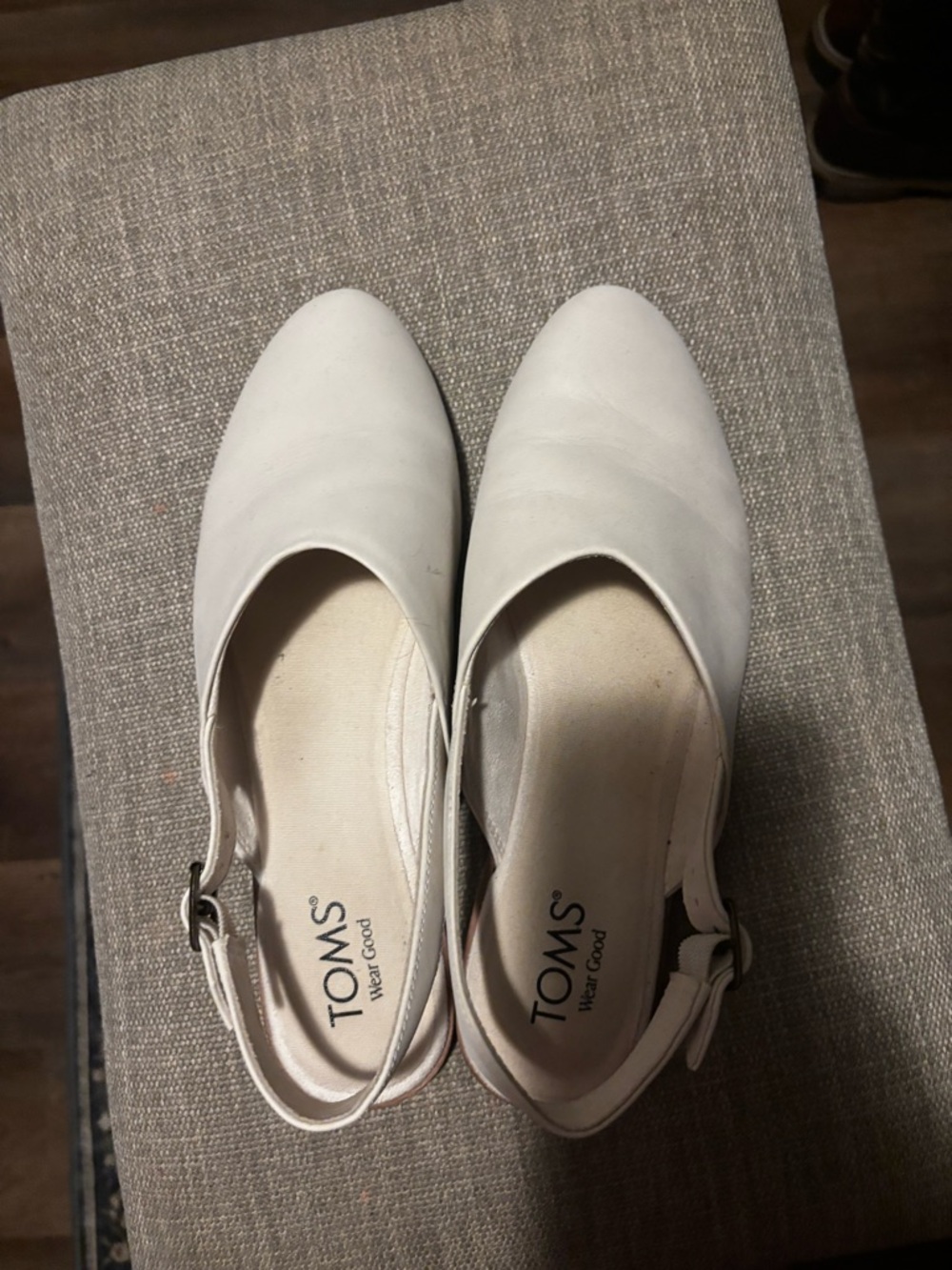TOMS White Slingback Pointed-Toe Flats
